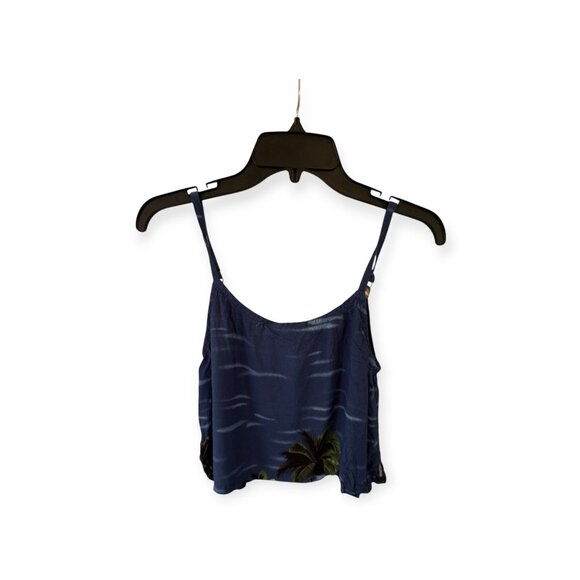 Uluwatu Tropical Palm Tree Cropped Tank Top Navy Free Size Casual Summer - Picture 2 of 6